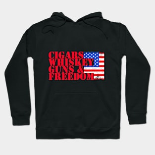 Cigars Whiskey Guns & Freedom American Flag Design Hoodie